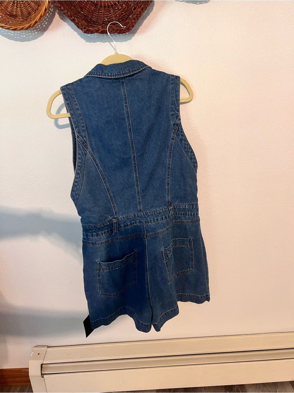 Lulu's Blue Denim Button-Front Romper - Picture 3 of 5
